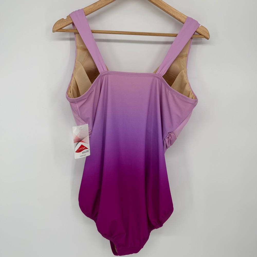 Lands End SlenderSuit Grecian One Piece
Swimsuit Purple Ombre On Ruched 16 DDD - Picture 2 of 7